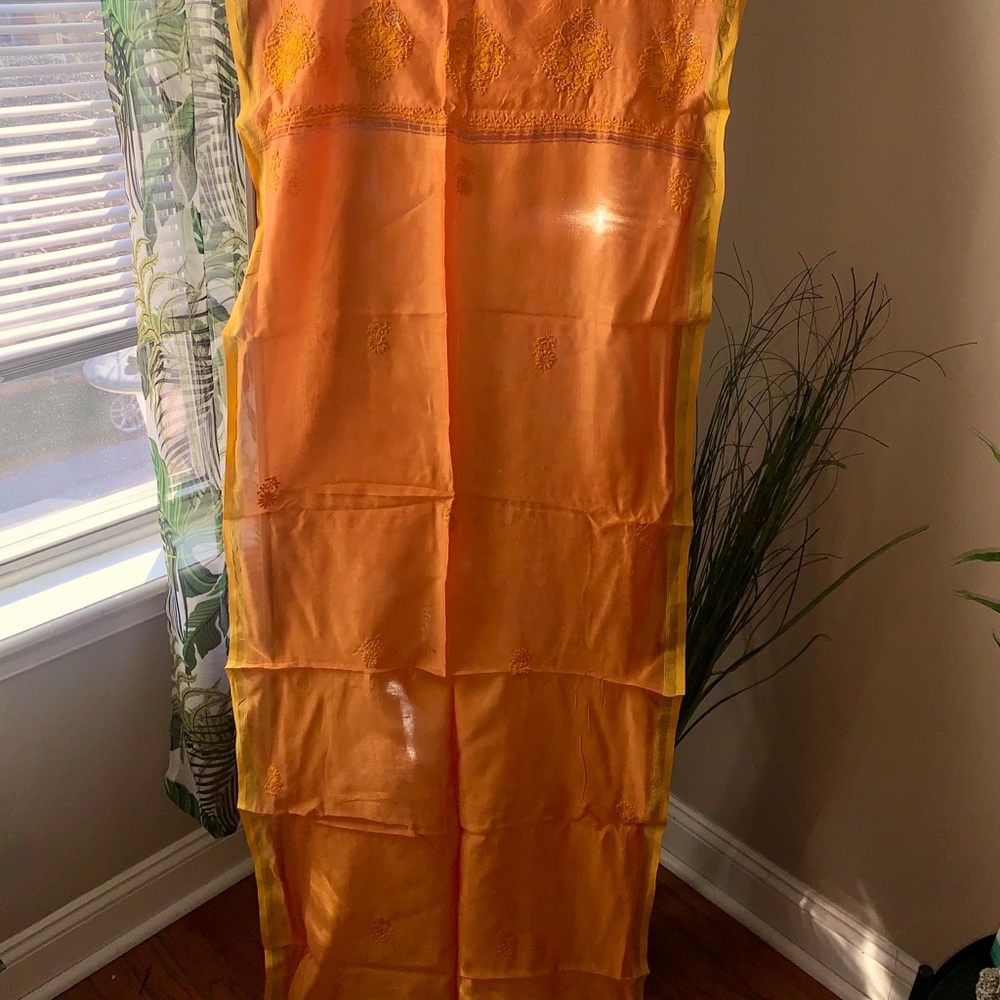 Fab India Orange Silk Stole, NWT